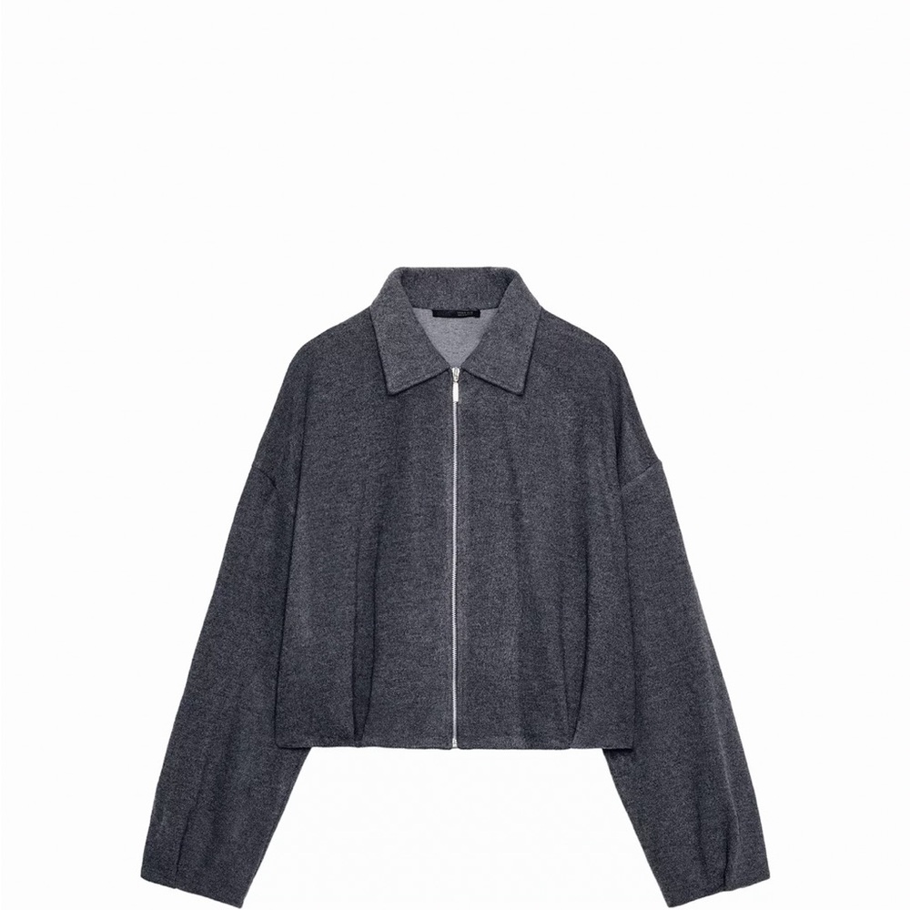 Zara Super Soft Gray Zip-Up Jacket Size Medium
